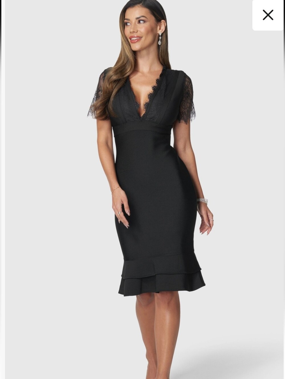 Venus Lace Trim Bandage Bodycon Dress  Sz Large NWT